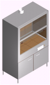 Вытяжной шкаф лабораторный с тумбой и стенками из керамогранита ШВ-1К-1.3
