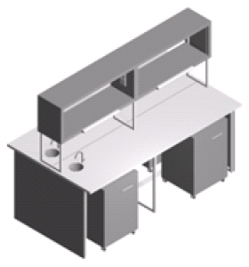 Стол лабораторный островной с мойками СО-1П-ЛРсТ-2.2
