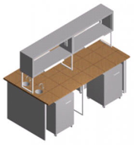 Стол лабораторный островной с 2-мя мойками СО-1П-КРсТ-2.2