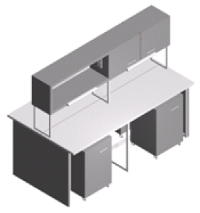 Стіл лабораторний острівний з тумбами та шафкою СО-1Пш-ЛТ-2.2