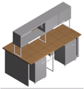 Стіл лабораторний острівний з тумбами та шафкою СО-1Пш-КТ-2.2