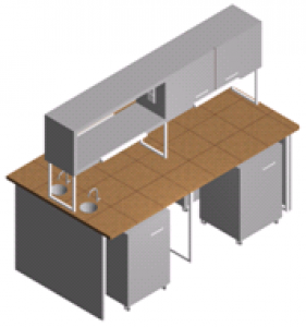 Стіл лабораторний з мийкою, тумбами та шафкою СО-1Пш-КРсТ-2.2