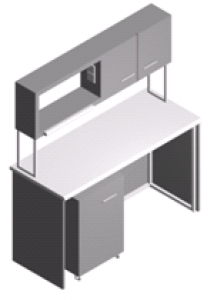 Стіл лабораторний пристінний з викатною тумбою і шафкою СП-1ПШ-ЛТ-1.5
