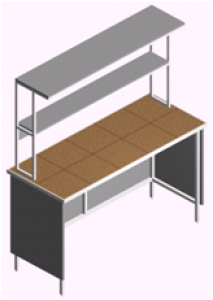 Стол лабораторный пристенный открытый с полками СП-1П-КО-1.5
